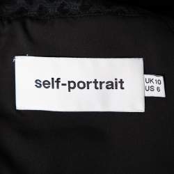 Pre Owned Self-Portrait Black Guipure Lace Hall Mini Dress M