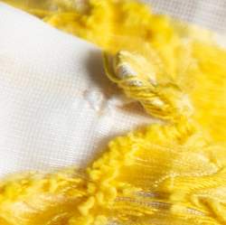 Pre Owned Self-Portrait Yellow Floral Fil Coupe Asymmetrical Ruffled Blouse S