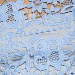 Pre Owned فستان سيلف بورتريت دانتيل غوبير أزرق واسع قصير مقاس  صغير (سمول)