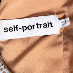 Pre Owned Self-Portrait Blue Guipure Lace Short Sleeve Dress M