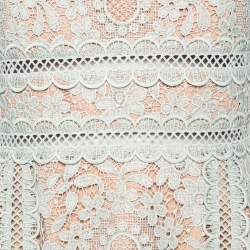 Pre Owned Self-Portrait Pistachio Green Guipure Lace Midi Dress M