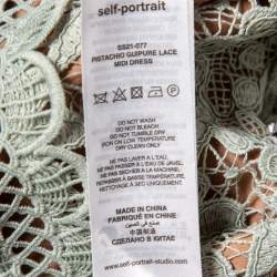 Pre Owned Self-Portrait Pistachio Green Guipure Lace Midi Dress M
