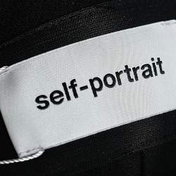 Pre Owned Self-Portrait Black & White Lace Bodice Bell Sleeve Jumpsuit M