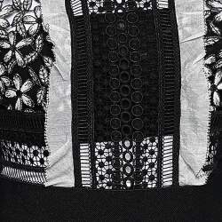 Pre Owned Self-Portrait Black & White Lace Bodice Bell Sleeve Jumpsuit M