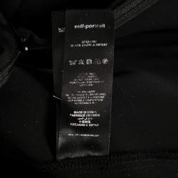 Pre Owned Self-Portrait Black Crepe Lace Trimmed Peplum Pleated Detail Jumpsuit S