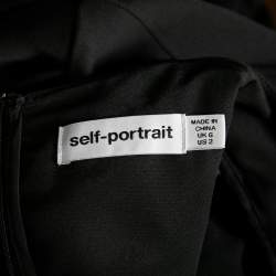 Pre Owned Self-Portrait Black Crepe Lace Trimmed Peplum Pleated Detail Jumpsuit S