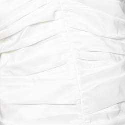 Pre Owned Self-Portrait White Taffeta Ruched One-Shoulder Top M 