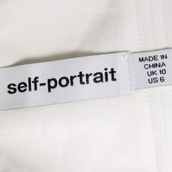 Pre Owned Self-Portrait White Taffeta Ruched One-Shoulder Top M 