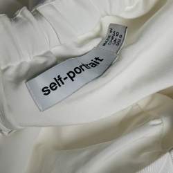 Pre Owned Self-Portrait White Off Shoulder Belted Ottoman Top M