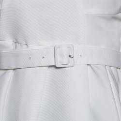 Pre Owned Self-Portrait White Off Shoulder Belted Ottoman Top M