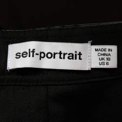 Pre Owned Self-Portrait Black Faux Leather Ruffled Mini Skirt M