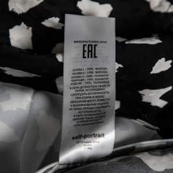 Pre Owned Self-Portrait Black-White Leopard Printed Crepe De Chine Lace Trim Wrap Dress S