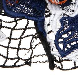 Pre Owned توب سيلف بورتريه صيفي دانتيل أزرق داكن مقاس وسط - ميديوم