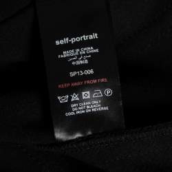 Pre Owned Self-Portrait Black Guipure Lace & Knit Short Sleeve Jumpsuit S