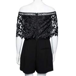 Self-Portrait Black Synthetic Off Shoulder Romper Jumpsuit L