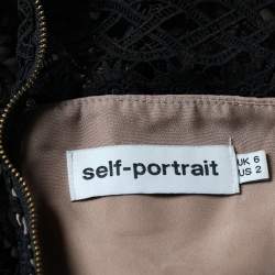 مملوكة مسبقًا Self-Portrait Black Lace Overlay One Shoulder Mini Dress S