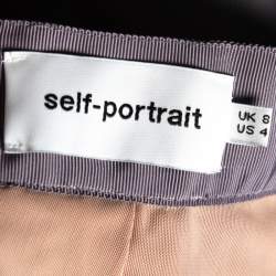 Pre Owned Self-Portrait Blue Guipure Lace & Mesh Paneled Liliana Belted Skirt S