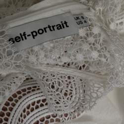 Pre Owned توب سيلف - بورتريه دانتيل جوبير وكريب أبيض بأكمام طويلة مقاس صغير ( سمول )