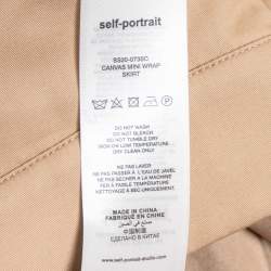 Pre Owned Self-Portrait Beige Cotton & Crepe Lace Trimmed Pleated Wrap Skirt M