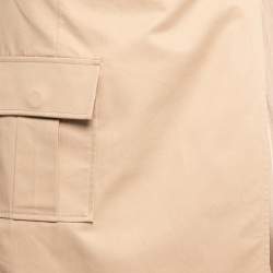 Pre Owned Self-Portrait Beige Cotton & Crepe Lace Trimmed Pleated Wrap Skirt M