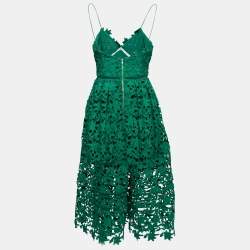 Self-Portrait Green Mesh Azalea Lace Midi Dress S