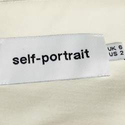 Pre Owned Self-Portrait Cream Jacquard Sequined Lasercut Collar Detail Dress S