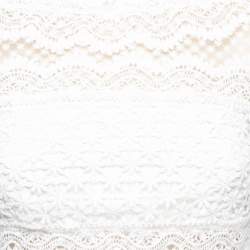 Pre Owned Self Portrait White Crepe and Lace Ruffle Trim Detailed Pleated Dress S