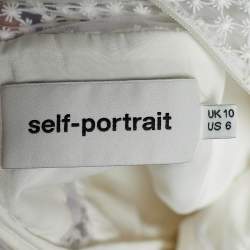 Pre Owned Self-Portrait White Broderie Anglaise Cotton Midi Dress M
