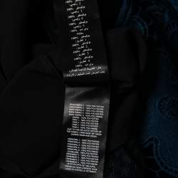 Pre Owned Self-Portrait Navy Blue Floral Lace & Mesh Midi Dress M