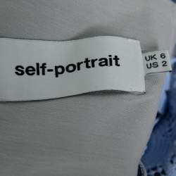 Pre Owned Self-Portrait Light Blue Guipure Lace Flare Mini Dress S