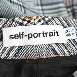 Pre Owned Self-Portrait Grey Plaid Belted Cropped Trousers M