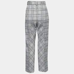 Pre Owned Self-Portrait Grey Plaid Belted Cropped Trousers M