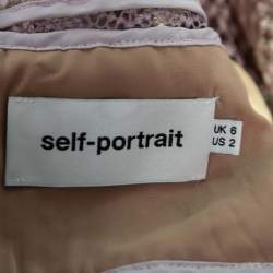 Pre Owned Self-Portrait Multicolor Ruffle-Trim Guipure Lace Bellis Mini Dress S