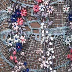 Pre Owned Self-Portrait Multicolor Embroidered Lace Collared Midi Dress S