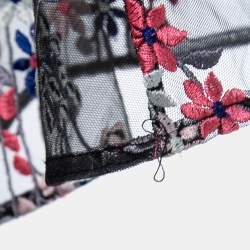 Pre Owned Self-Portrait Multicolor Embroidered Lace Collared Midi Dress S