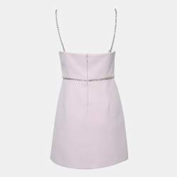مملوكة مسبقًا Self-Portrait Pink Crepe Crystal-Embellished Mini Dress S