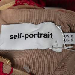 مملوكة مسبقًا Self-Portrait Red Guipure Lace Panelled Mini Dress S