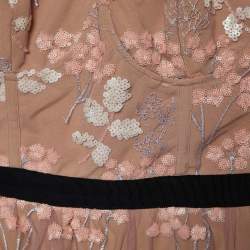 Pre Owned Self-Portrait Light Pink Sequin Embellished Tulle Tiered Midi Dress M