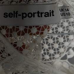 Pre Owned Self-Portrait White Crochet Lace Mock Neck Blouse XS