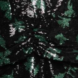 Pre Owned Self-Portrait Black & Green Sequin Embellished Midi Dress M