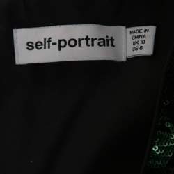 Pre Owned Self-Portrait Black & Green Sequin Embellished Midi Dress M