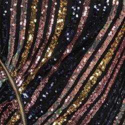 Self-Portrait Multicolor Sequin-Embellished Collared Mini Dress M
