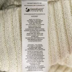 Pre Owned Self-Portrait White Lurex Knit Diamante Mini Dress L