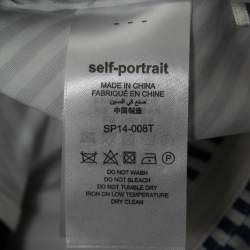 Pre Owned Self-Portrait Blue & White Cotton Stripe Shirting Tie Detail Top M