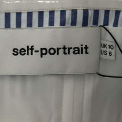 Pre Owned Self-Portrait Blue & White Cotton Stripe Shirting Tie Detail Top M