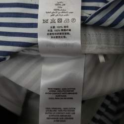 Pre Owned Self-Portrait Blue & White Cotton Stripe Shirting Tie Detail Top M
