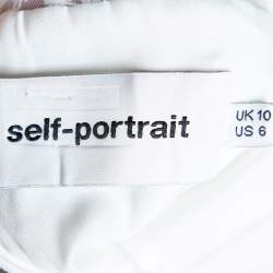 Pre Owned Self-Portrait White Eyelet Lace Raglan Sleeve Midi Dress M