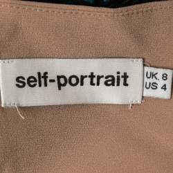 Pre Owned Self-Portrait Blue Floral Guipure Lace Celeste Top S