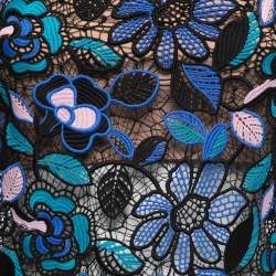 Pre Owned Self-Portrait Blue Floral Guipure Lace Celeste Top S