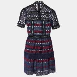 Self-Portrait Multicolor Hexagonal Guipure Lace Mini Dress XS